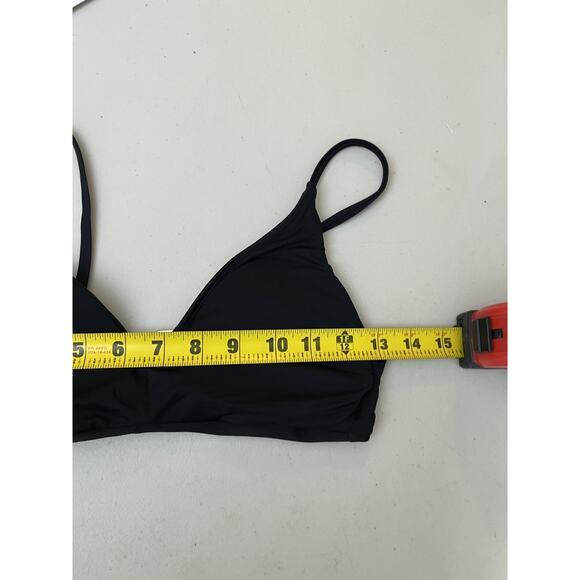 Quince Italian V-Neck Bikini Top S Black Swimwear Beach Luxury Minimal Capsule - Picture 8 of 10